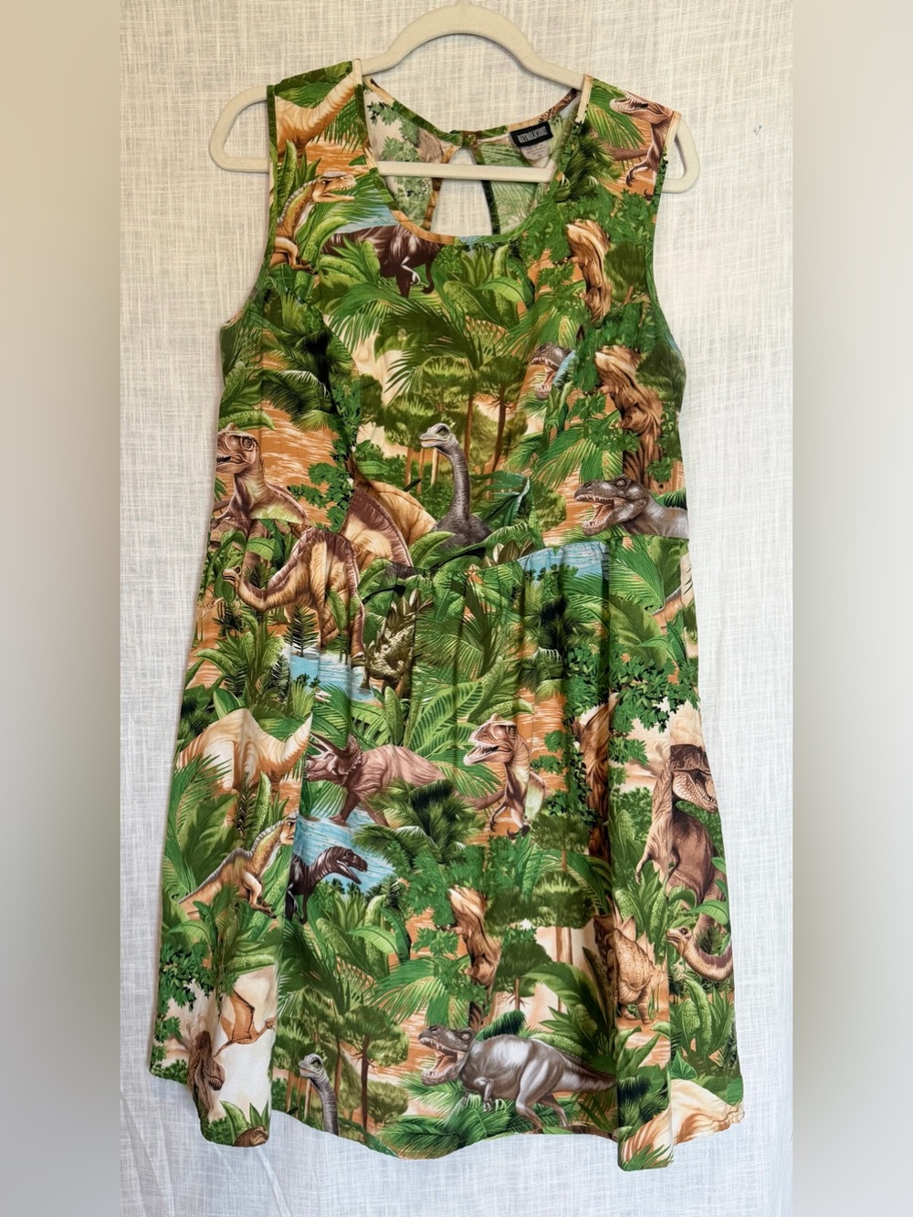 Retrolicious Dinosaur Print Fit Flare Skater Dress 2X Novelty Rockabilly Teacher